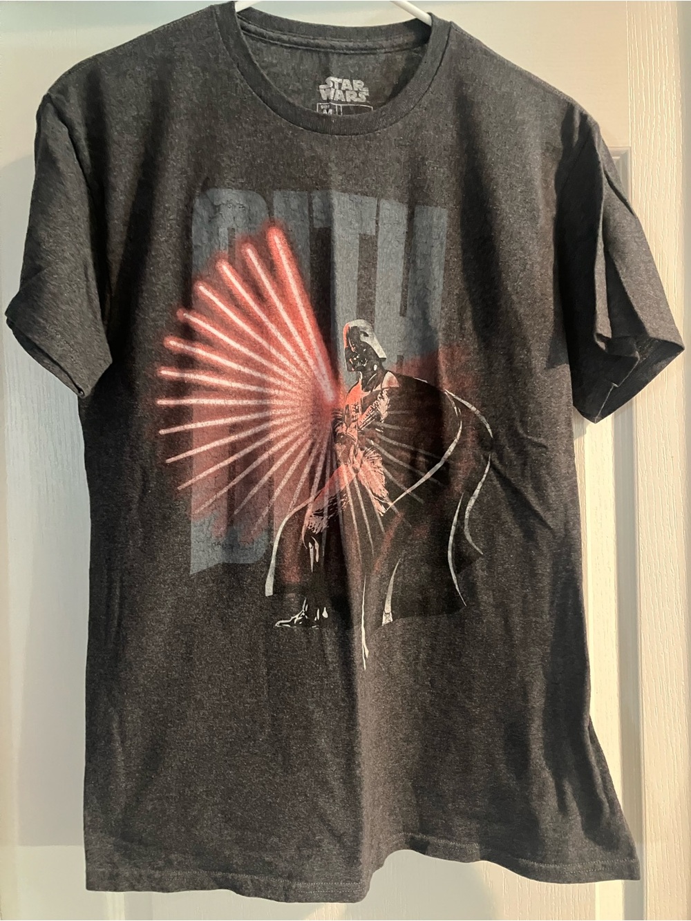 Star Wars Gray Tee with Red Light Saber Burst Graphic